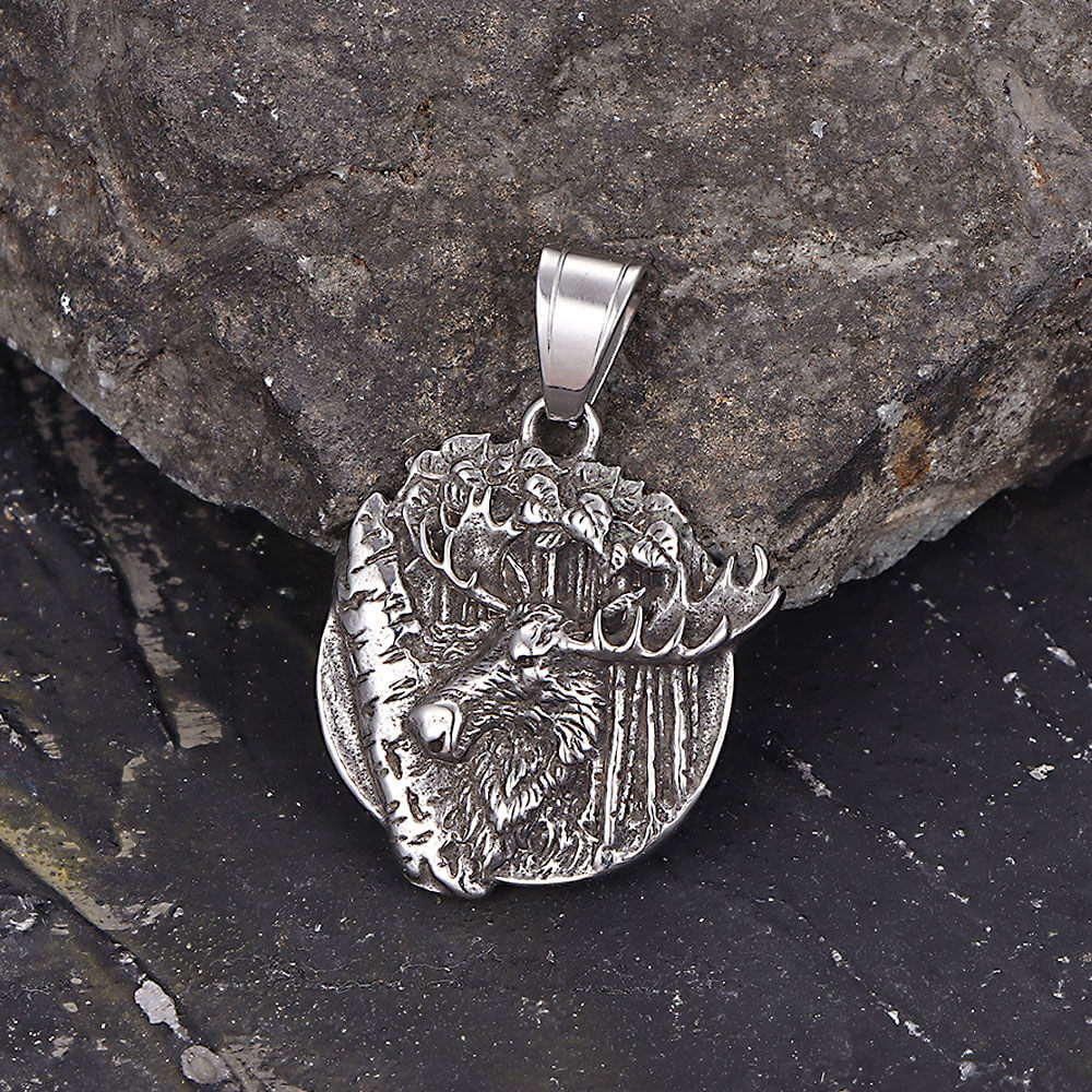 Elk Forest Stainless Steel Pendant