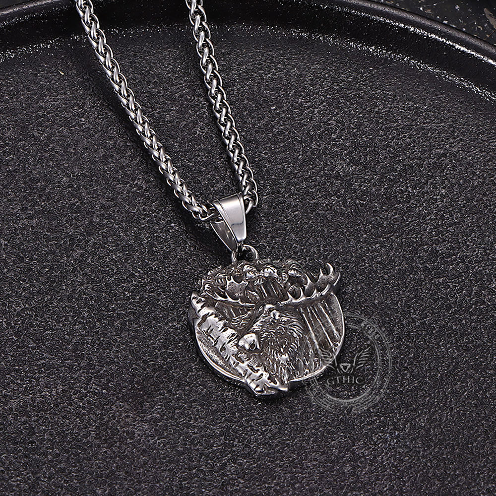 Elk Forest Stainless Steel Pendant