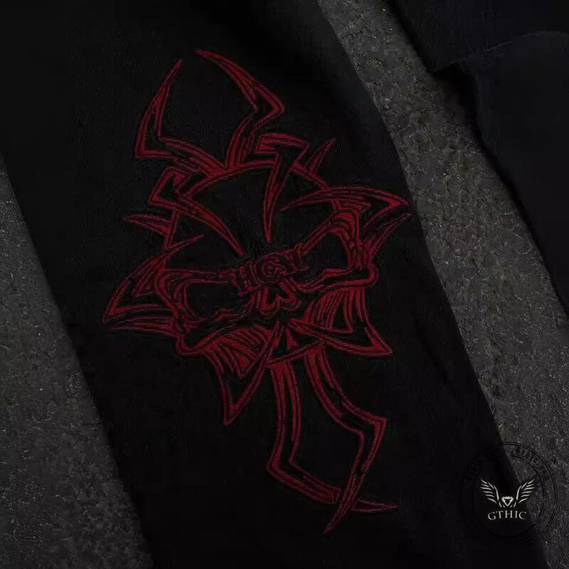 Embroidered Skull Hip Hop Cargo Pants