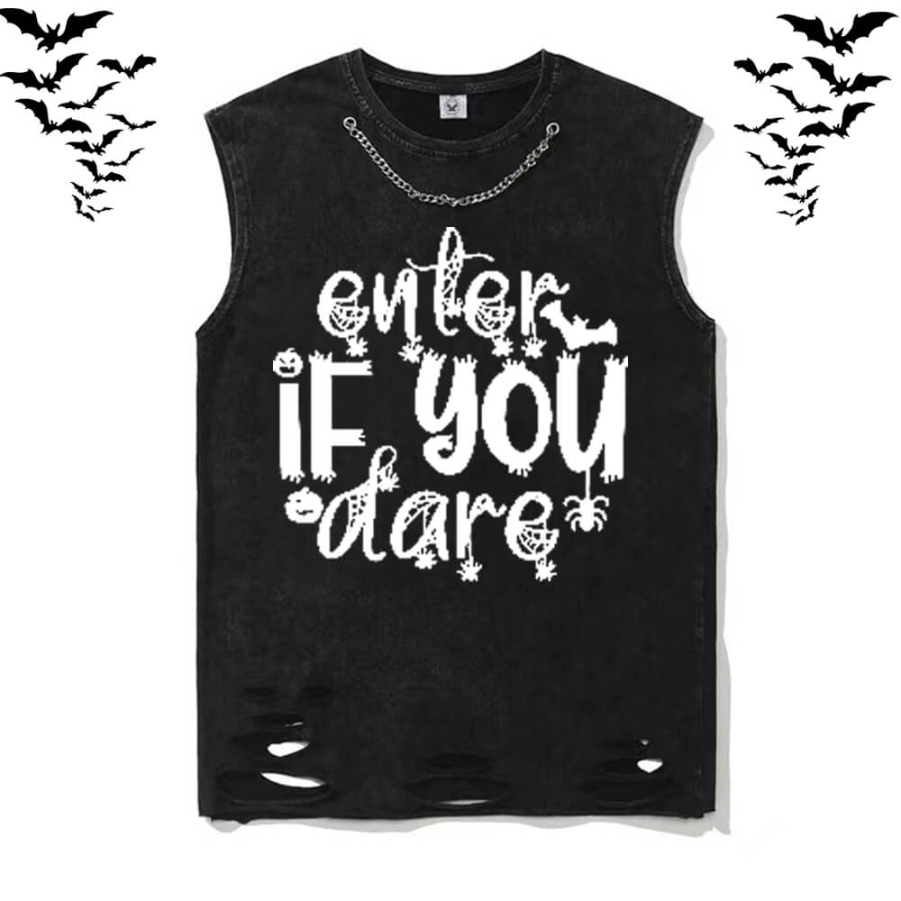 Enter If You Dare Vintage Washed T-shirt Vest Top