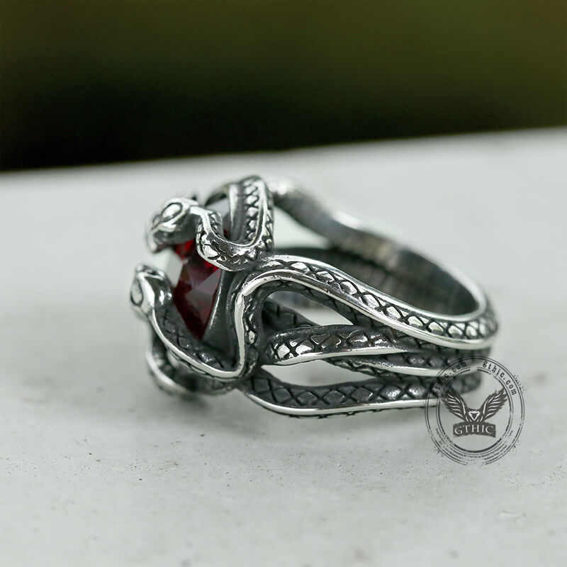 Anillo de acero inoxidable con circonitas Entwine Snakes