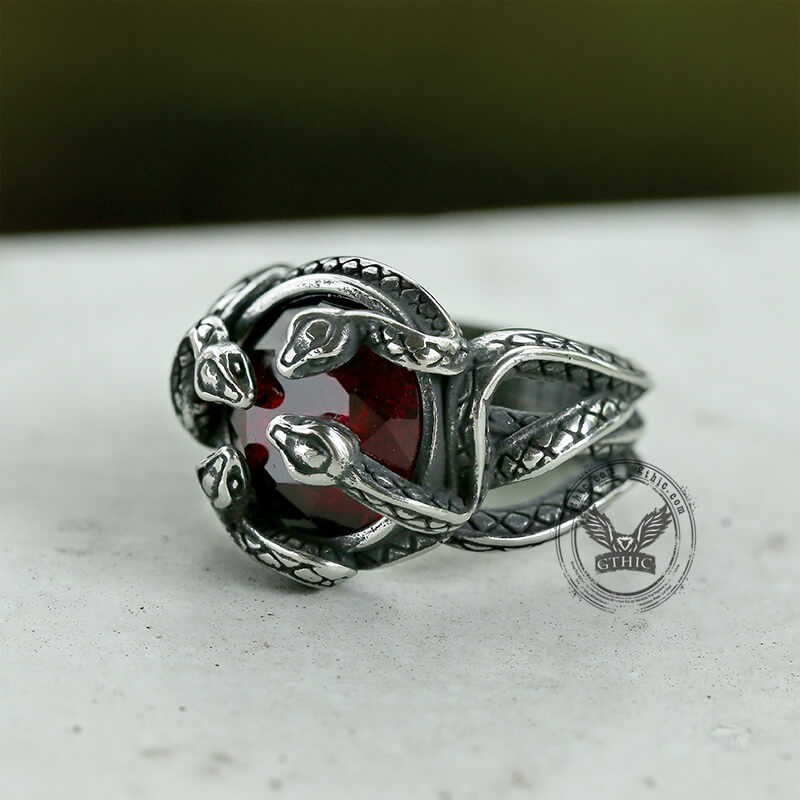 Entwine Snakes Stainless Steel Zircon Ring