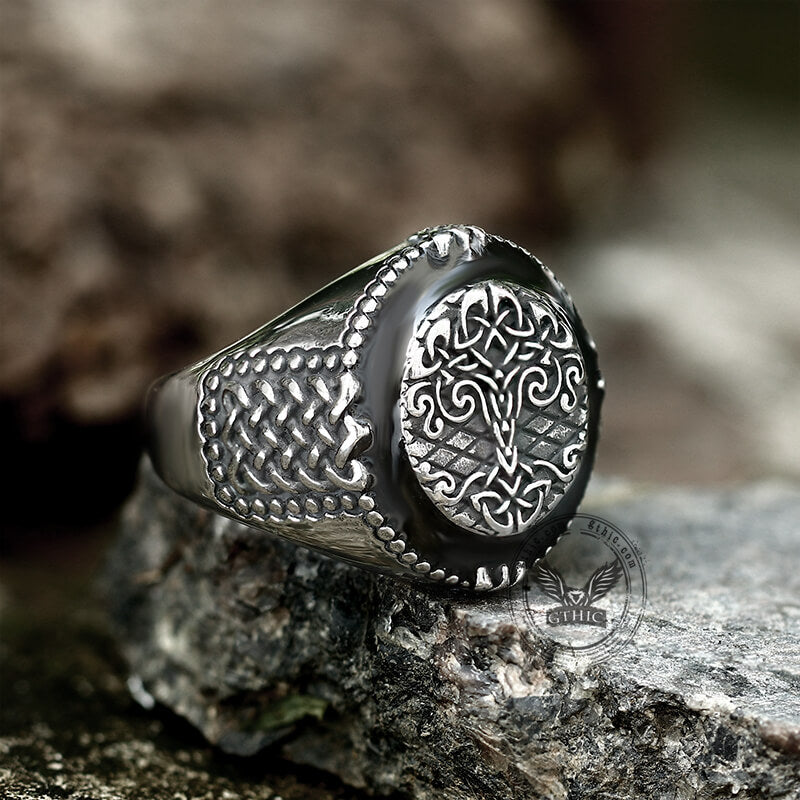 Bague Viking en acier inoxydable époxy Yggdrasil