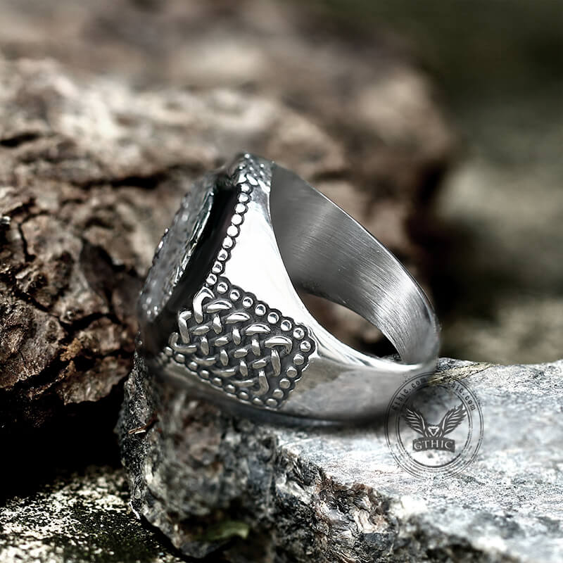 Bague Viking en acier inoxydable époxy Yggdrasil