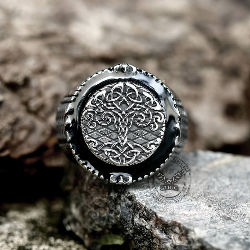 Bague Viking en acier inoxydable époxy Yggdrasil