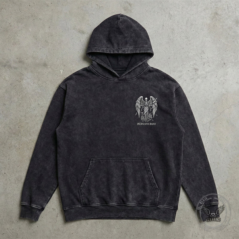 Eternal Fall Angel Skull Vintage Washed Biker Hoodie – GTHIC