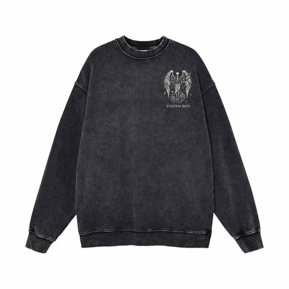 Eternal Fall Angel Skull Vintage Washed Sweatshirt
