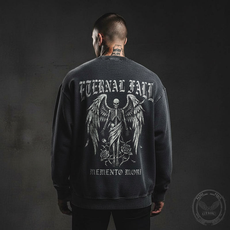 90s ビンテージ　Black Angel スカルデザイン スウェット Eternal Fall Angel Skull Vintage Washed Sweatshirt – GTHIC