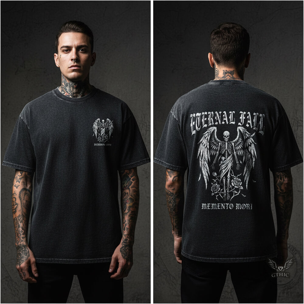 Eternal Fall Angel Skull Vintage Washed T-shirt