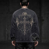 Eternal Fate Winged Cross Vintage Washed Sweatshirt | Gthic.com