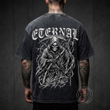 Eternal Grim Reaper Skull Vintage Washed T-shirt | Gthic.com