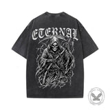 Eternal Grim Reaper Skull Vintage Washed T-shirt | Gthic.com