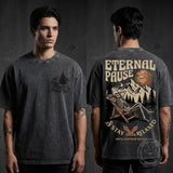 Eternal Pause Skeleton Graphic Vintage Washed T-Shirt | Gthic.com