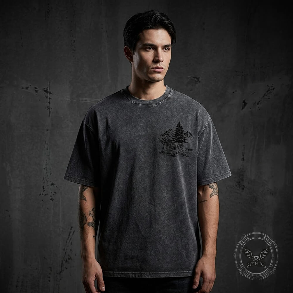 Eternal Pause Skeleton Graphic Vintage Washed T-Shirt | Gthic.com