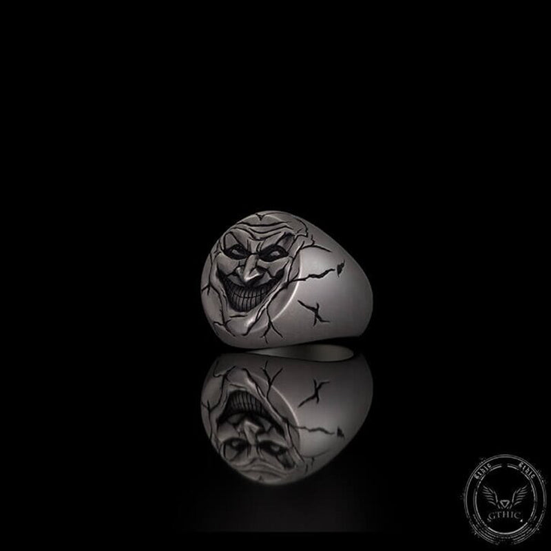 Evil Clown Head Gothic Sterling Silver Ring | Gthic.com