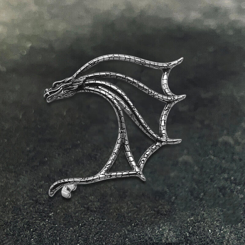 Evil Dragon Stainless Steel Ear Cuff Earrings | Gthic.com