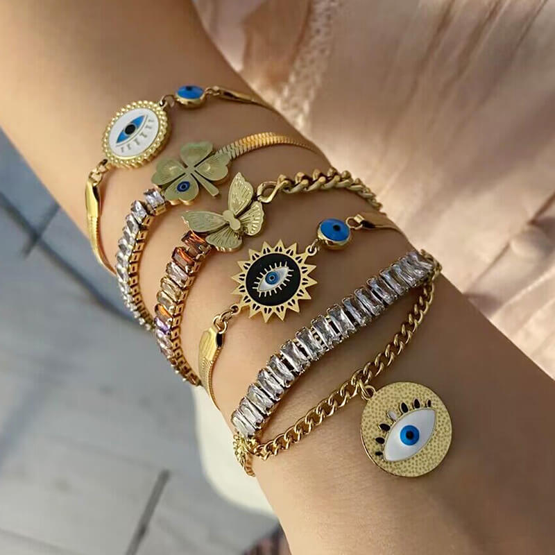 Evil Eye Chain Stainless Steel Bracelet | Gthic.com