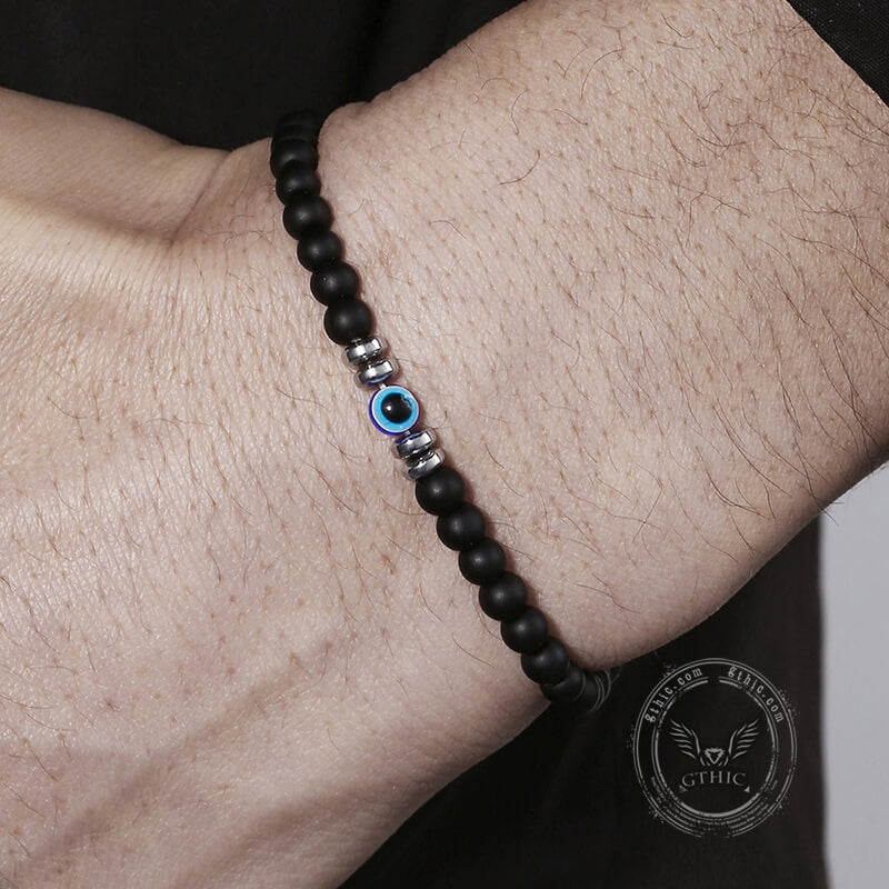 Evil Eye Natural Stone Beaded Bracelet | Gthic.com