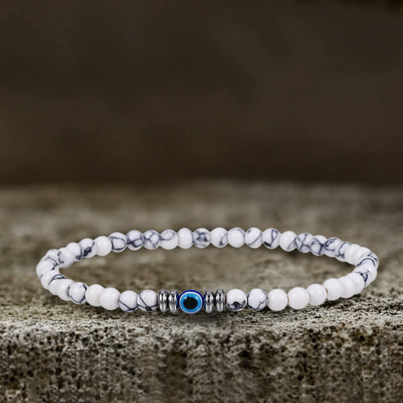 Evil Eye Natural Stone Beaded Bracelet | Gthic.com