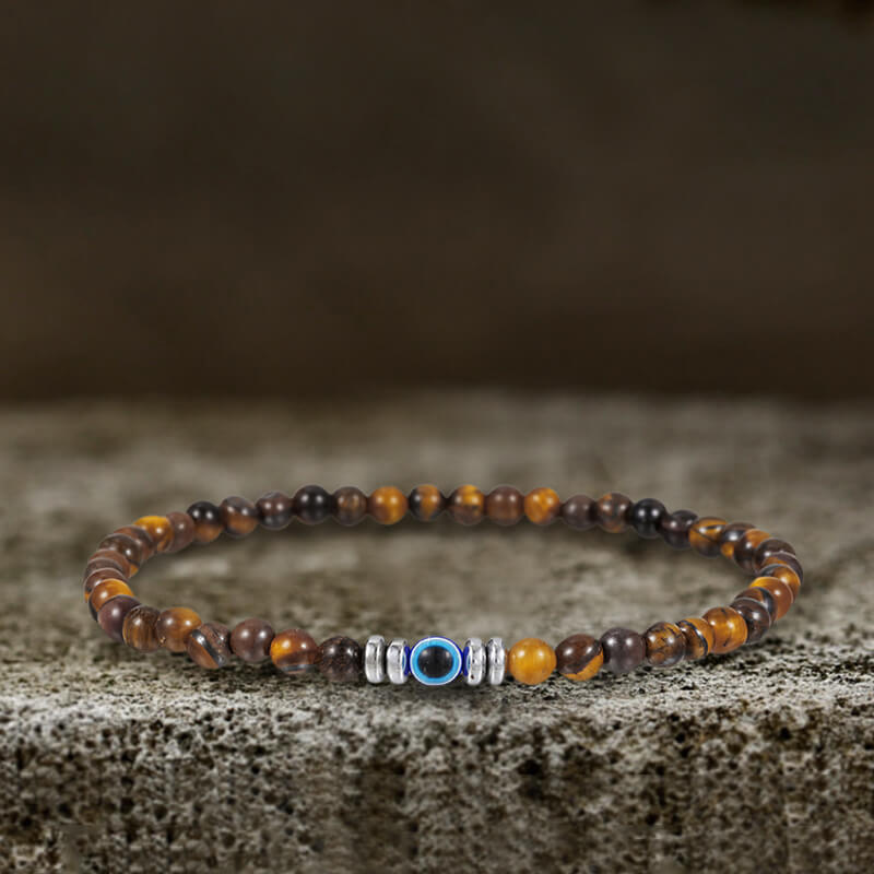 Evil Eye Natural Stone Beaded Bracelet | Gthic.com