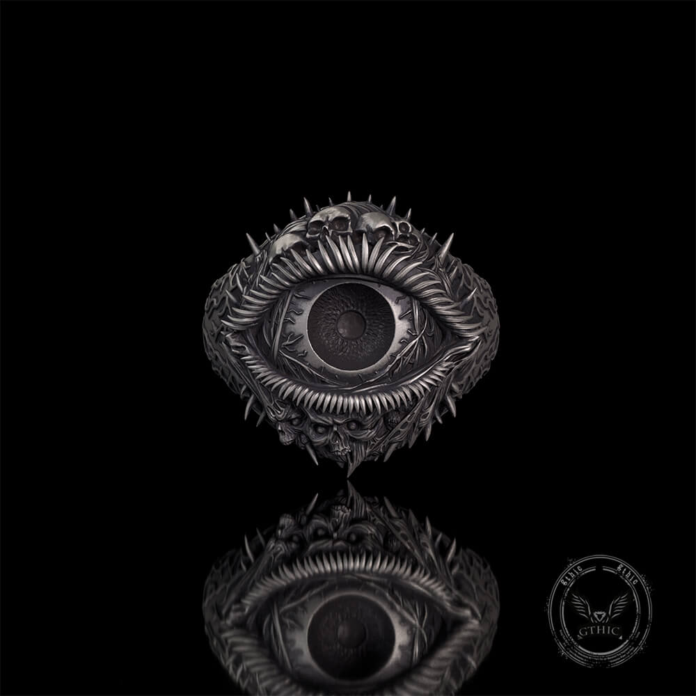 Evil Eye Skull Sterling Silver Hardcore Biker Ring | Gthic.com