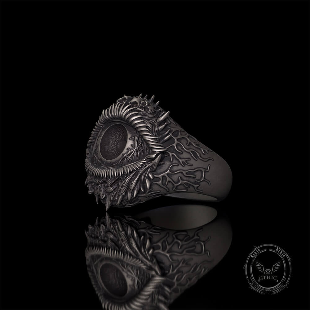 Evil Eye Skull Sterling Silver Hardcore Biker Ring | Gthic.com