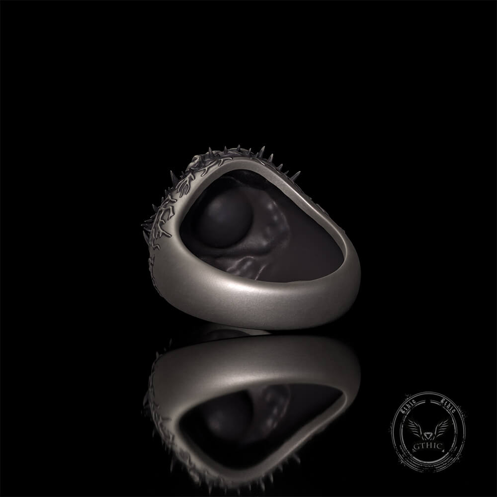 Evil Eye Skull Sterling Silver Hardcore Biker Ring