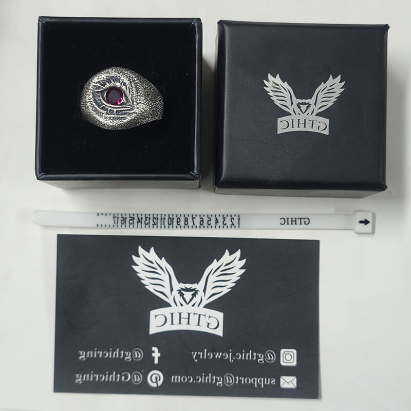 Evil Eye Snake Scale Gem Sterling Silver Ring