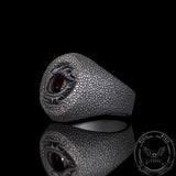 Evil Eye Snake Scale Gem Sterling Silver Ring | Gthic.com