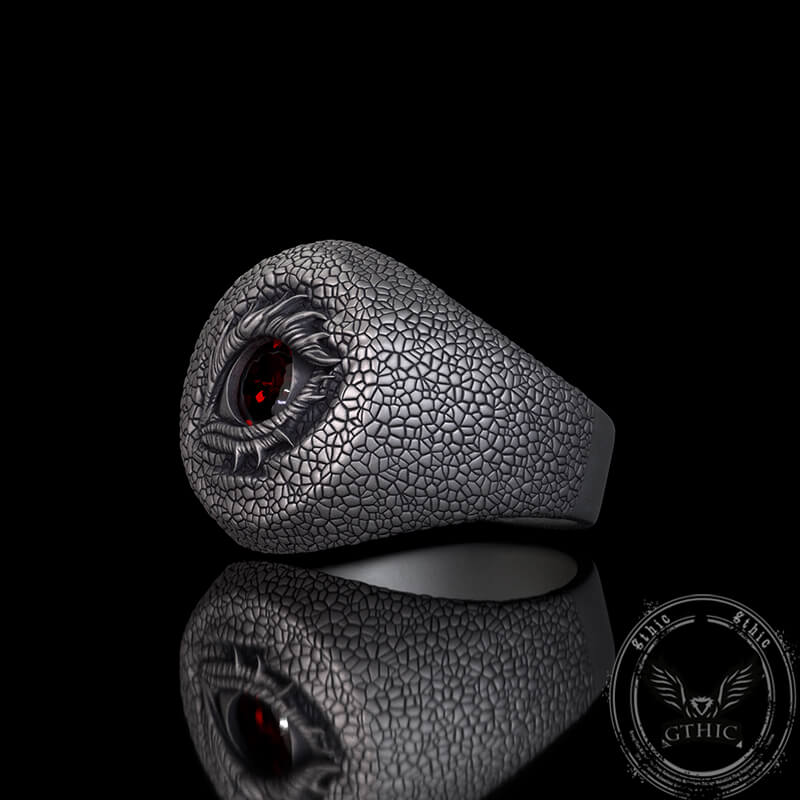 Evil Eye Snake Scale Gem Sterling Silver Ring | Gthic.com