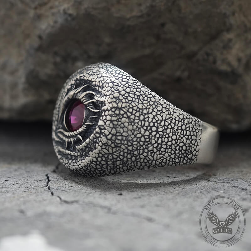 Evil Eye Snake Scale Gem Sterling Silver Ring
