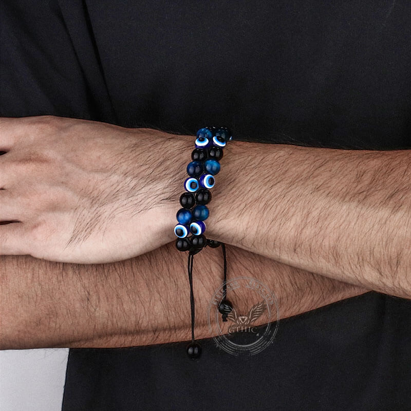 Pulsera con cuentas de piedra de ojo de tigre de mal de ojo