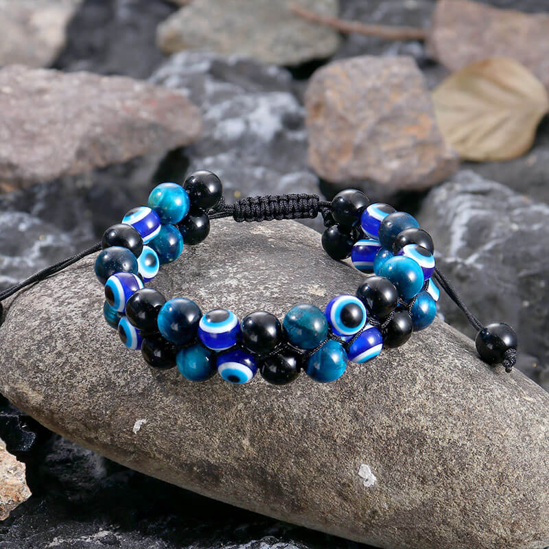 Evil Eye Tiger Eye Stone Beaded Bracelet | Gthic.com