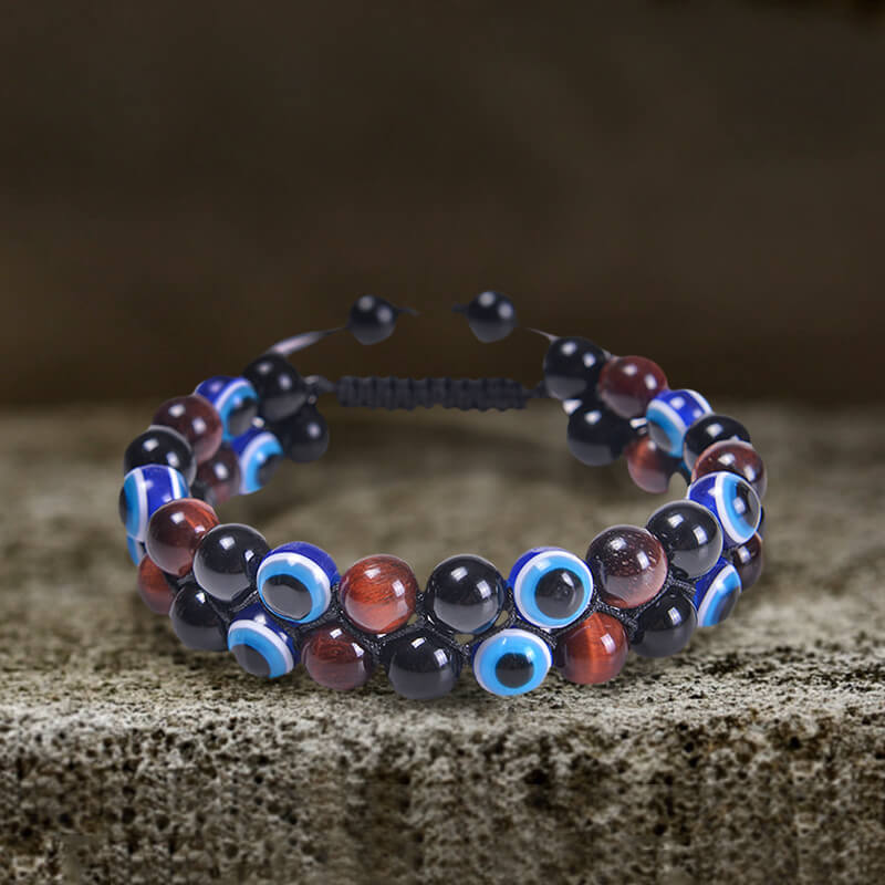 Evil Eye Tiger Eye Stone Beaded Bracelet | Gthic.com