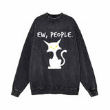 Ew People Black Cat Vintage Washed Sweatshirt 01 | Gthic.com