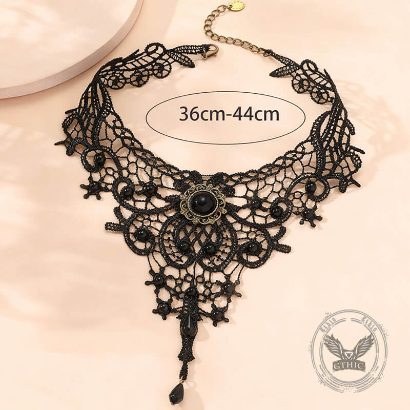 Exaggerated Hollow Lace Beads Gothic Choker Necklace