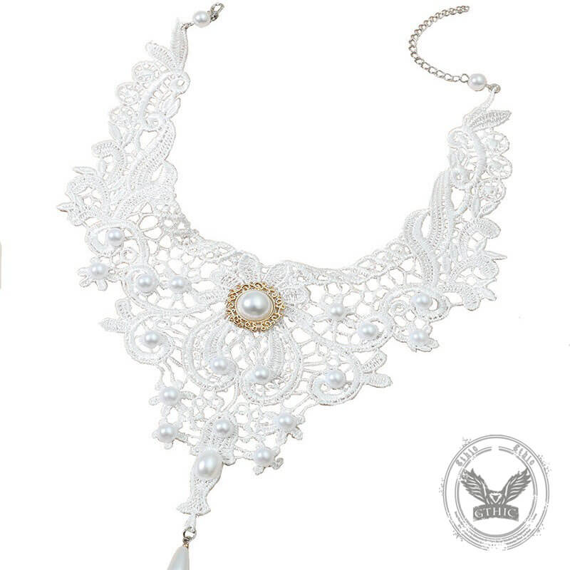 Exaggerated Hollow Lace Beads Gothic Choker Necklace