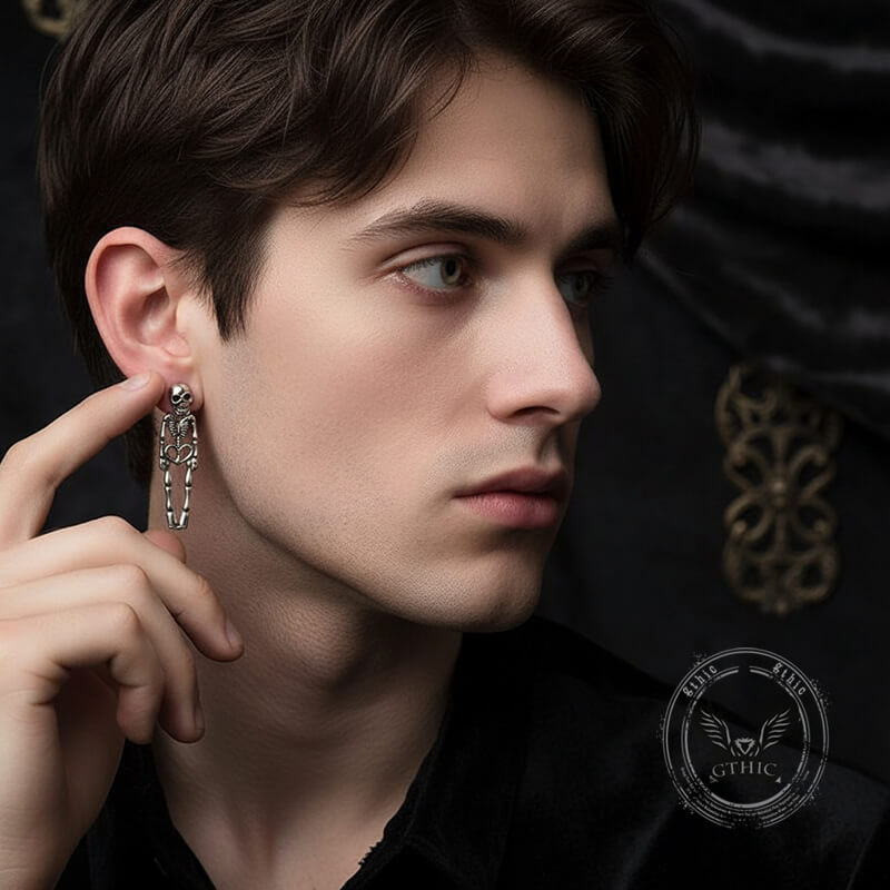 Exaggerated Horror Skeleton Gothic Alloy Drop Earrings | Gthic.com