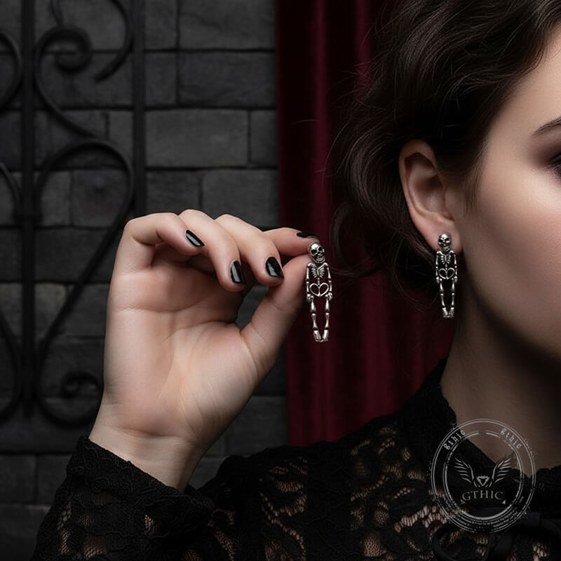 Exaggerated Horror Skeleton Gothic Alloy Drop Earrings | Gthic.com