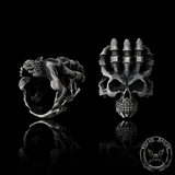 Exaggerated Manipulator Skull Sterling Silver Ring | Gthic.com