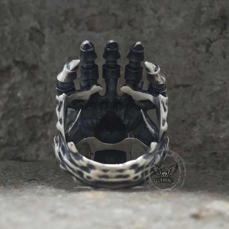 Exaggerated Manipulator Skull Sterling Silver Ring