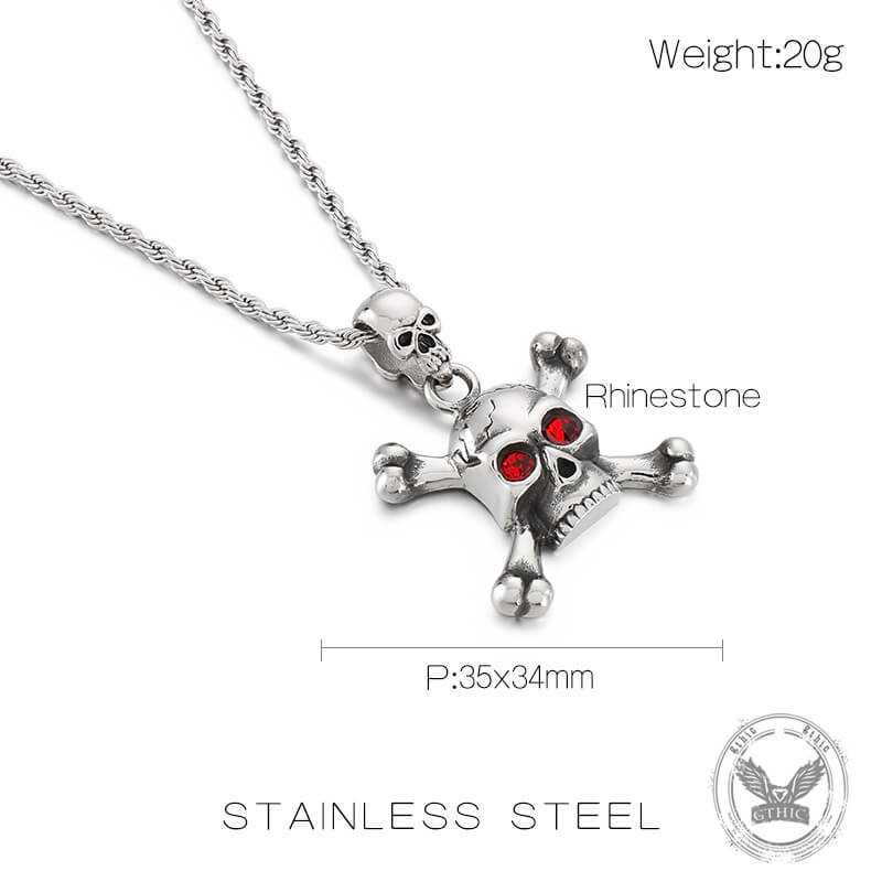 Exaggerated Red-Eyed Skull Stainless Steel Jewelry Set