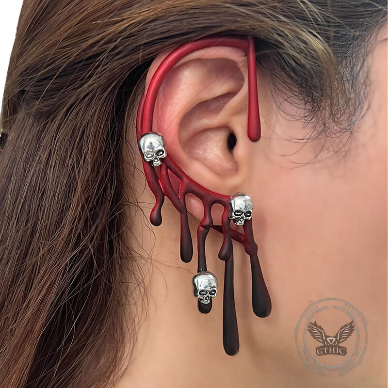 Exaggerated Skull Lava Zinc Alloy Ear Cuffs