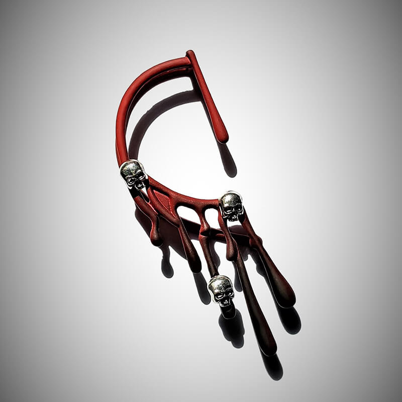 Exaggerated Skull Lava Zinc Alloy Ear Cuffs | Gthic.com