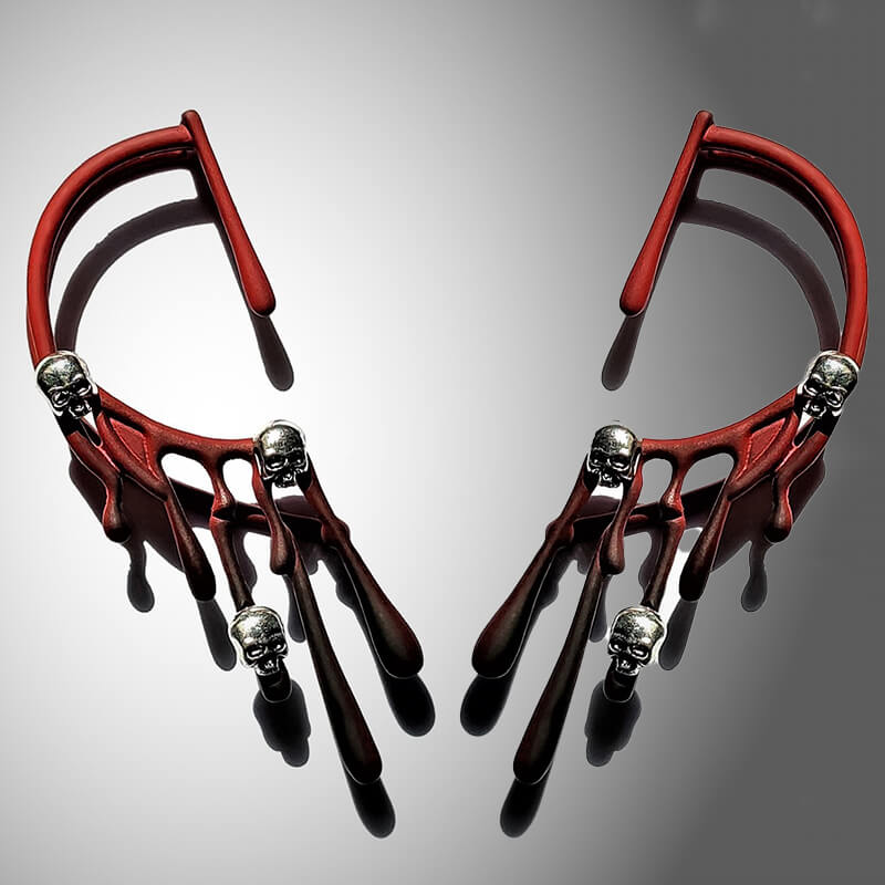Exaggerated Skull Lava Zinc Alloy Ear Cuffs | Gthic.com