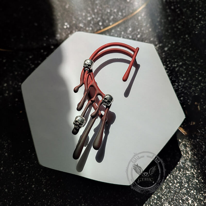 Exaggerated Skull Lava Zinc Alloy Ear Cuffs | Gthic.com