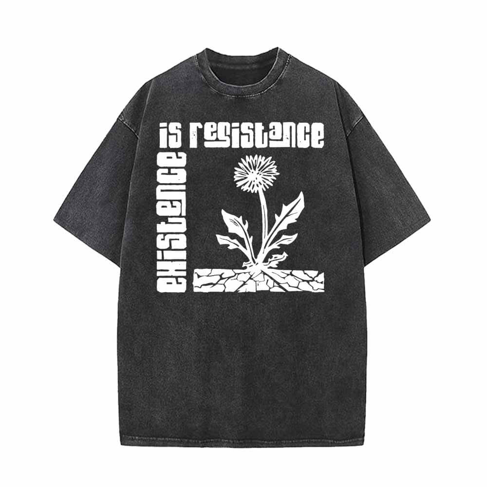 Existence Is Resistance Flower Vintage Washed T-shirt | Gthic.com