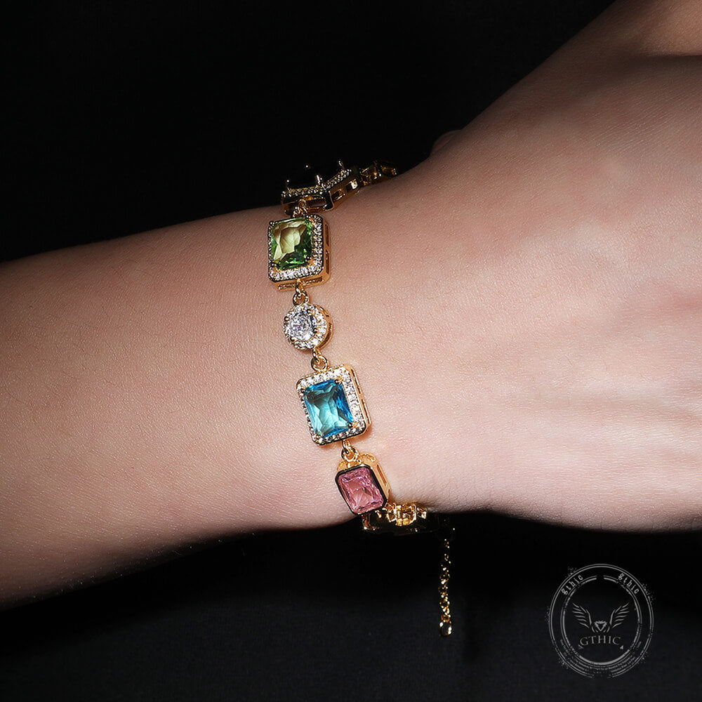 Exquisite Colorful Gemstone Cross Copper Necklace | Gthic.com