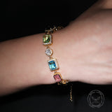 Exquisite Colorful Gemstone Cross Copper Necklace | Gthic.com