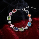 Exquisite Colorful Gemstone Cross Copper Necklace